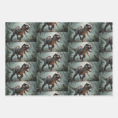 T-Rex Dinosaur Wrapping Paper Flat Sheet Set van 3 (Voorkant 2)