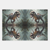 T-Rex Dinosaur Wrapping Paper Flat Sheet Set van 3 (Voorkant)