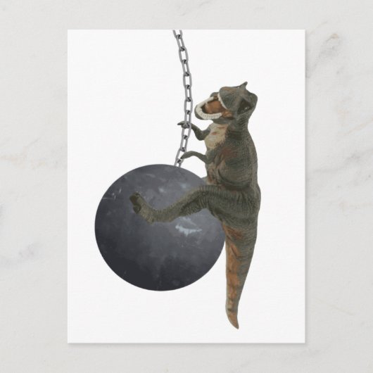 T-Rex Dinosaur Wrecking Ball Briefkaart (Voorkant)
