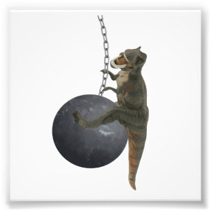 T-Rex Dinosaur Wrecking Ball Foto Afdruk