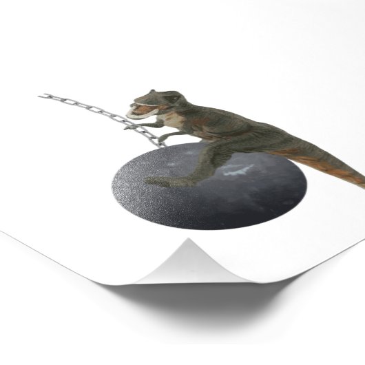 T-Rex Dinosaur Wrecking Ball Foto Afdruk (Hoek)