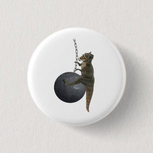 T-Rex Dinosaur Wrecking Ball Ronde Button 3,2 Cm