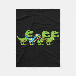 T-rex Dinosaurië Puzzle Dino Autisme Bewustzijn As Fleece Deken