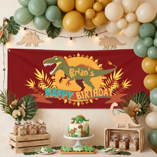 T-Rex Dinosauriërs kinderverjaardagsbanner Spandoek