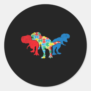 T-rex Dinosauriërs Puzzel Dino Autisme Bewustzijn Ronde Sticker