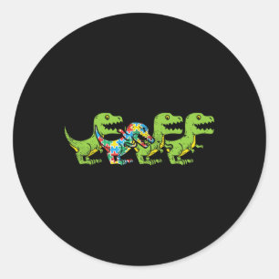 T-rex Dinosauriërs Puzzel Dino Autisme Bewustzijn Ronde Sticker