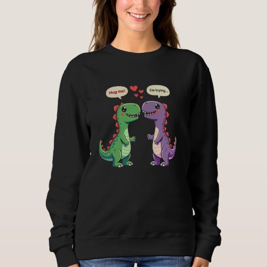 T-Rex Dinosaurius Koppel Omhels Me Cool Trui (Voorkant)