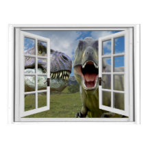 T-Rex Dinosaurs Faux Uitzicht