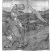 T Rex Dinosaurs zwart-wit Douchegordijn (Voorkant)