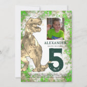 T-Rex Dinosaurus 5e Verjaardagsfeest Kaart (Voorkant)