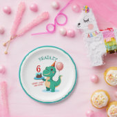 T Rex Dinosaurus 6e Verjaardagsfeest Papieren Bordje (Feest)