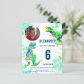 T-Rex Dinosaurus 6e Verjaardagsfeestje Foto Budget (Staand voorkant)