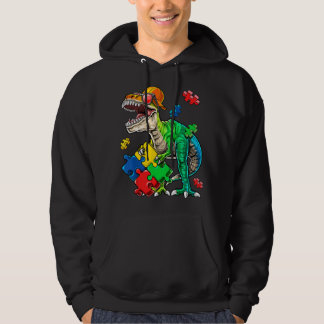 T Rex Dinosaurus Autisme Bewustzijn Puzzelstuk voo Hoodie