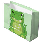 T-rex dinosaurus Baby shower Groot Cadeauzakje (Voorkant Gekanteld)