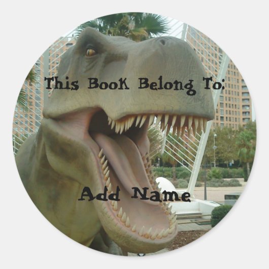 T-Rex Dinosaurus Bookplate Sticker (Voorkant)