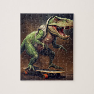 T-Rex Dinosaurus Chasing a Dump Truck Verjaardagsf Legpuzzel