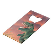 T-Rex dinosaurus Creditkaart Flessenopener (Voorkant Gekanteld)