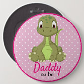T rex dinosaurus daddy roze Baby shower Button (Voorkant /achterkant)