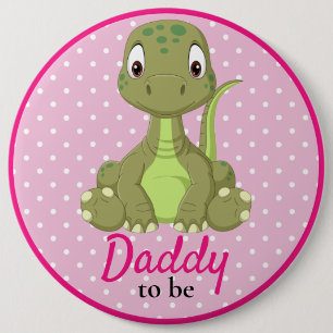 T rex dinosaurus daddy roze Baby shower Button