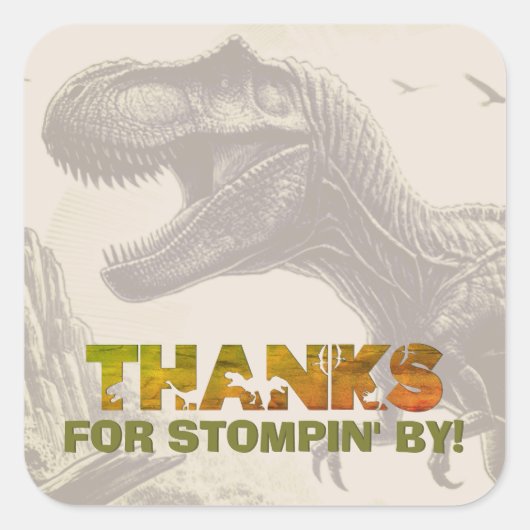 T-rex Dinosaurus Dank u Vierkante Sticker (Voorkant)