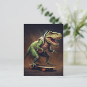 T-Rex dinosaurus die een skateboard verjaardagsfee Briefkaart (Staand voorkant)