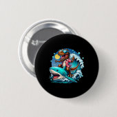 T-rex dinosaurus die op haai surft Oc Ronde Button 5,7 Cm (Voorkant /achterkant)