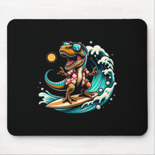 T-rex dinosaurus die surft op surfplank muismat
