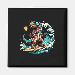 T-rex dinosaurus die surft op surfplank strandlief magneet