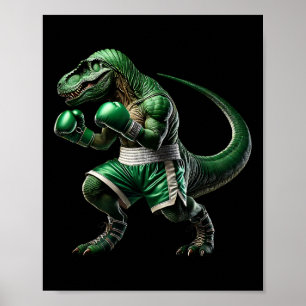 T-rex dinosaurus doet boksen boksers vechtsport  poster