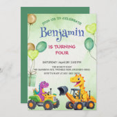 T-rex dinosaurus graafmachine tractor ballon Verja (Voorkant / Achterkant)