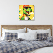 T-rex dinosaurus grappig canvas afdruk (Insitu (Slaapkamer))