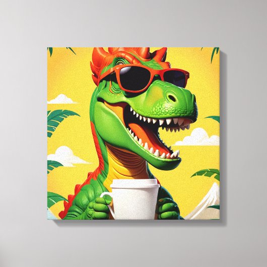 T-rex dinosaurus grappig canvas afdruk (Voorkant)