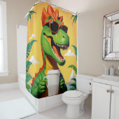 T-rex dinosaurus grappig douchegordijn (In situ)
