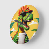 T-rex dinosaurus grappig ronde klok (Hoek)