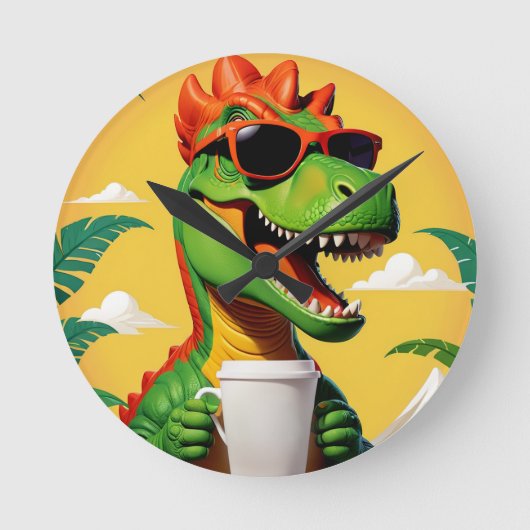 T-rex dinosaurus grappig ronde klok (Voorkant)