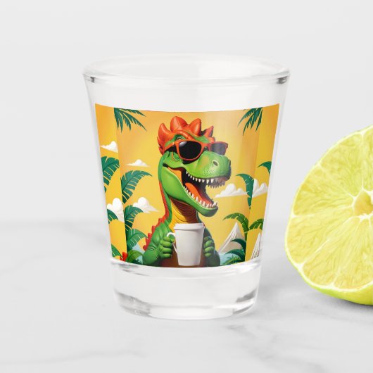 T-rex dinosaurus grappig shot glas (Voorkant)