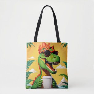 T-rex dinosaurus grappig tote bag