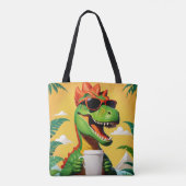 T-rex dinosaurus grappig tote bag (Achterkant)