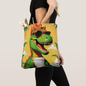 T-rex dinosaurus grappig tote bag (Dichtbij)