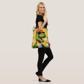 T-rex dinosaurus grappig tote bag (Op model)