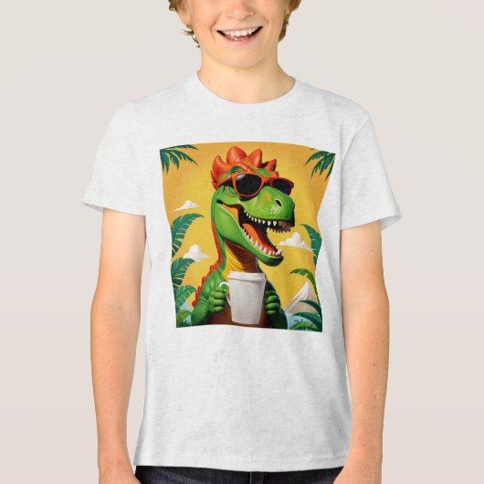 T-rex dinosaurus grappig Tri-Blend shirt (Voorkant)