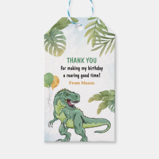 T-Rex Dinosaurus Groen Verjaardag Bedankt cadeau Cadeaulabel