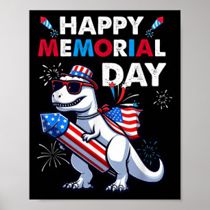 T Rex dinosaurus Happy Memorial Day 4 juli Amer Poster