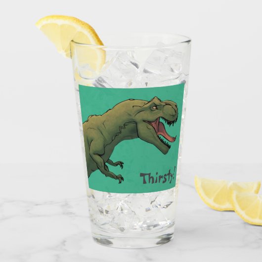 T-Rex dinosaurus heeft dorst! kopje Drink glas (Voorkant ijs)