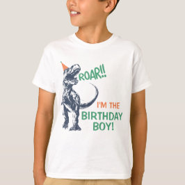 T-Rex dinosaurus in feesthoed verjaardag jongen sh T-shirt