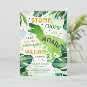 T rex dinosaurus jongen verjaardag kaart (Staand voorkant)