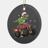 T-Rex dinosaurus Kerstmis monstertruck Keramisch Ornament (Links)
