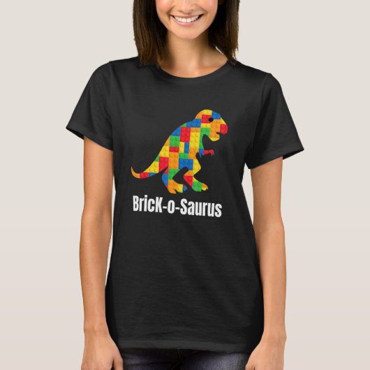 T rex dinosaurus Kinder baksteenbouwer bouwsteen S T-shirt (Voorkant)