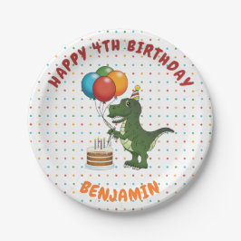 T-rex Dinosaurus Kleurrijke Ballonnen Aangepaste K Papieren Bordje