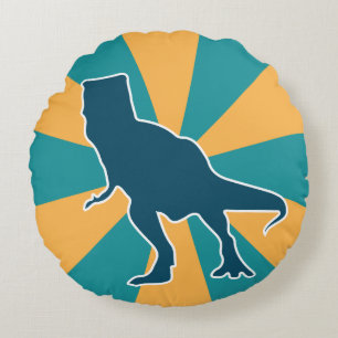 T-rex dinosaurus kleurrijke cartoon jurassic anima rond kussen